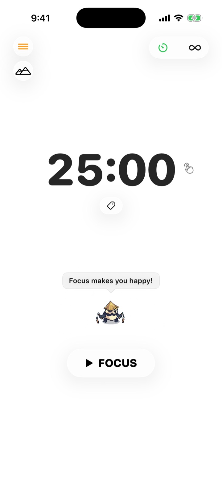 Focus timer with the panda